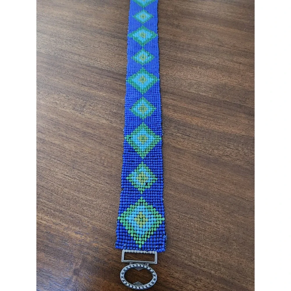 ✨️VTG Seed Bead Belt Geometric Diamond Loom Woven Boho Indiesleaze Streetwear